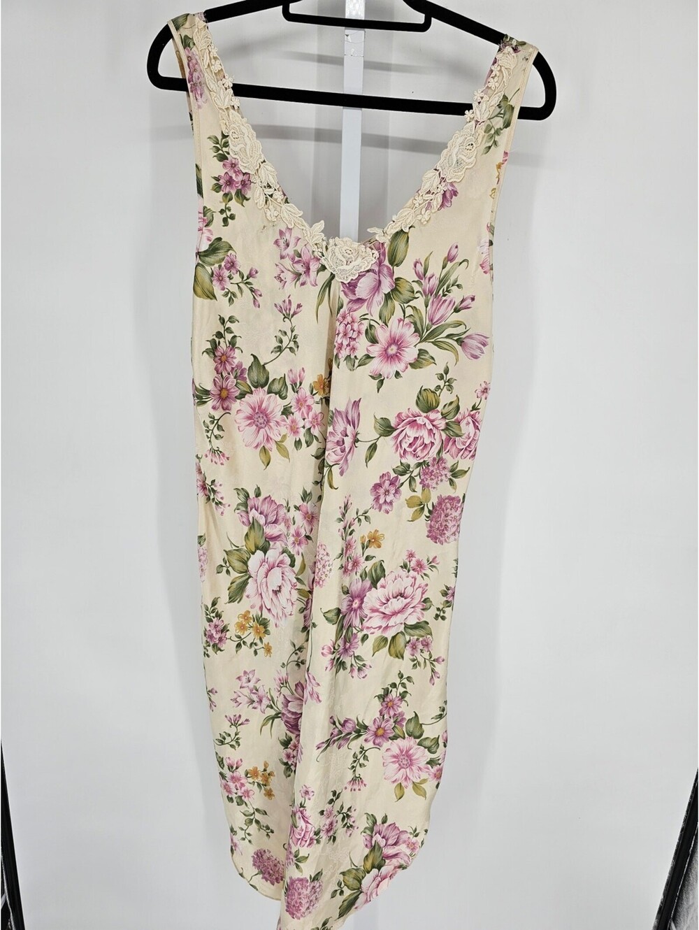 Vintage 1990s Private Luxuries Womens Sz 1X Midi Length Satin Nightgown Floral